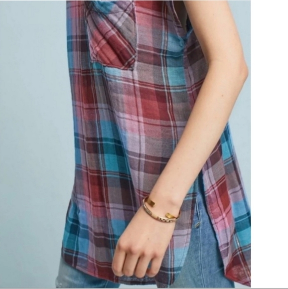 ANTHRO Akemi + Kin "Cleora" Plaid Sparkle Tunic XS - Picture 7 of 8